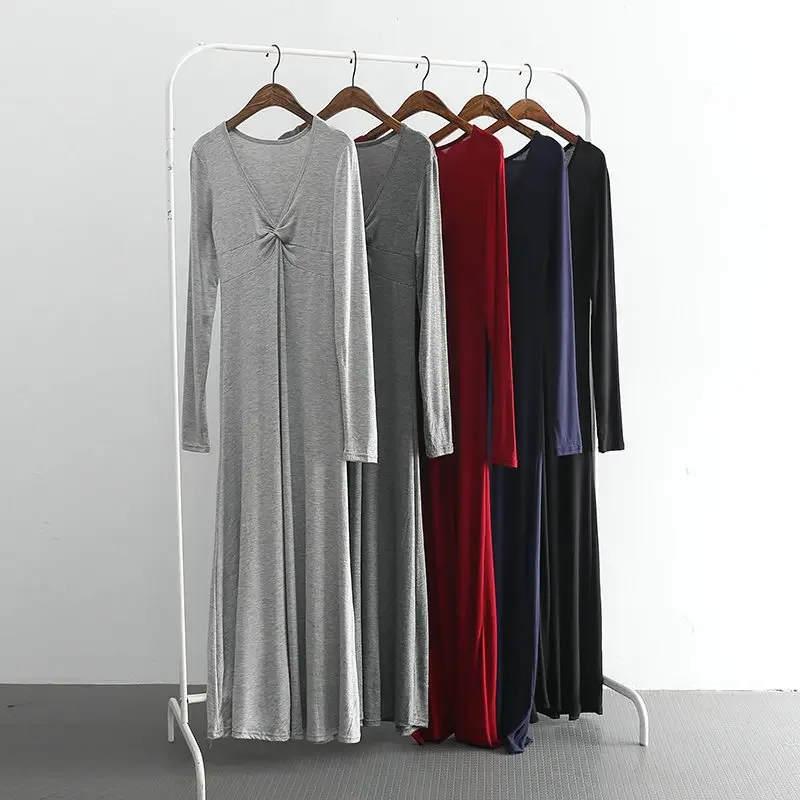 

Modal Nightwear Dresses for Women's 2023 Spring/Summer Sleepwear Temperament Loose Fit Home Long Sleeve Long Sleeping Dress