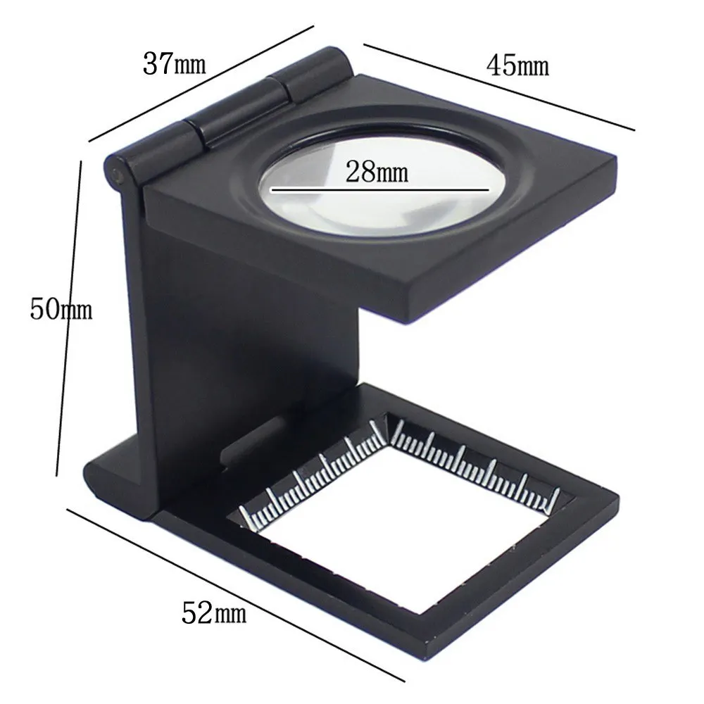 

10X 28mm Mini Zinc Alloy Folding Magnifier with Scale for Textile Optical Glass Foldable