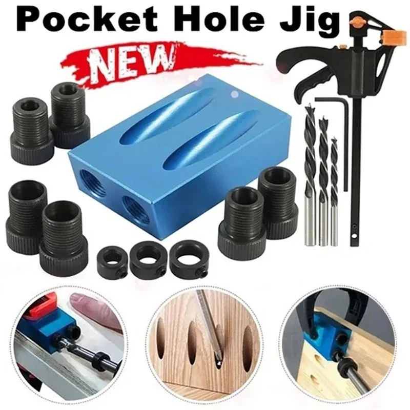 

Pocket Screw Kit Degrees 15 Dowel Woodwork Jig Joint New Hole Drill Wood Carpenters 7/14/15pcs Angle Guides Joinery Locator Tool