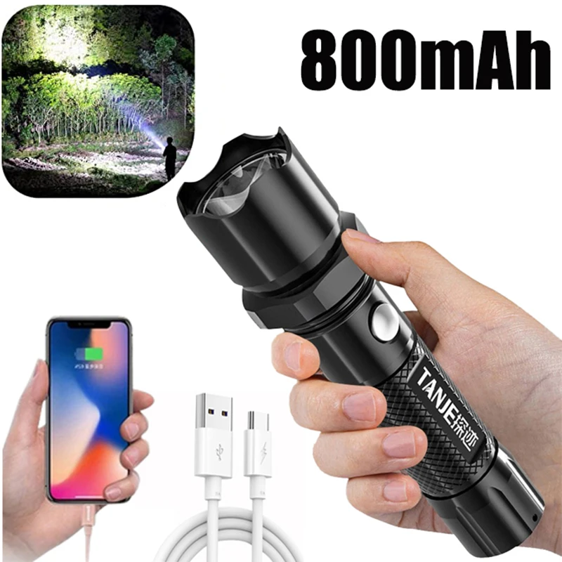

Rechargeable Flashlight Bright Tactical FlashLights High powerful Flash Light with 3 Modes Waterproof Torch for Outdoor Camping