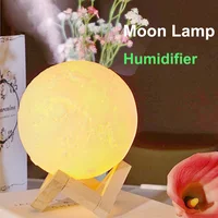 Led 3D Moon Lamp Humidifier USB Plug In Lunar Night Light Bedroom Decoration Dimmable Touch Table Lamps
