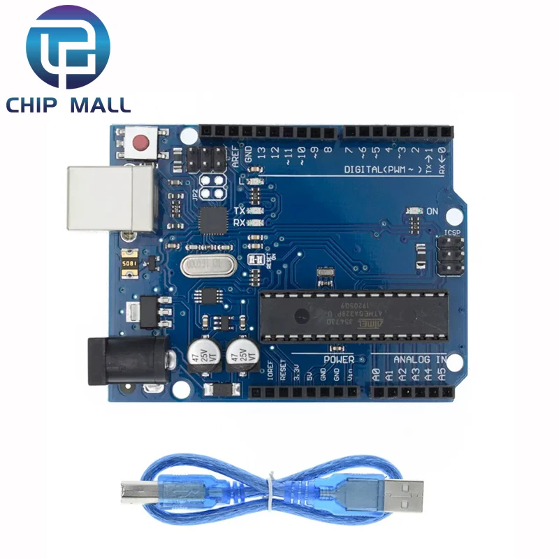Фото UNO-R3 плата разработки официальная версия управления ATmega328P MCU модуль совместимый с кабелем распределения данных №1