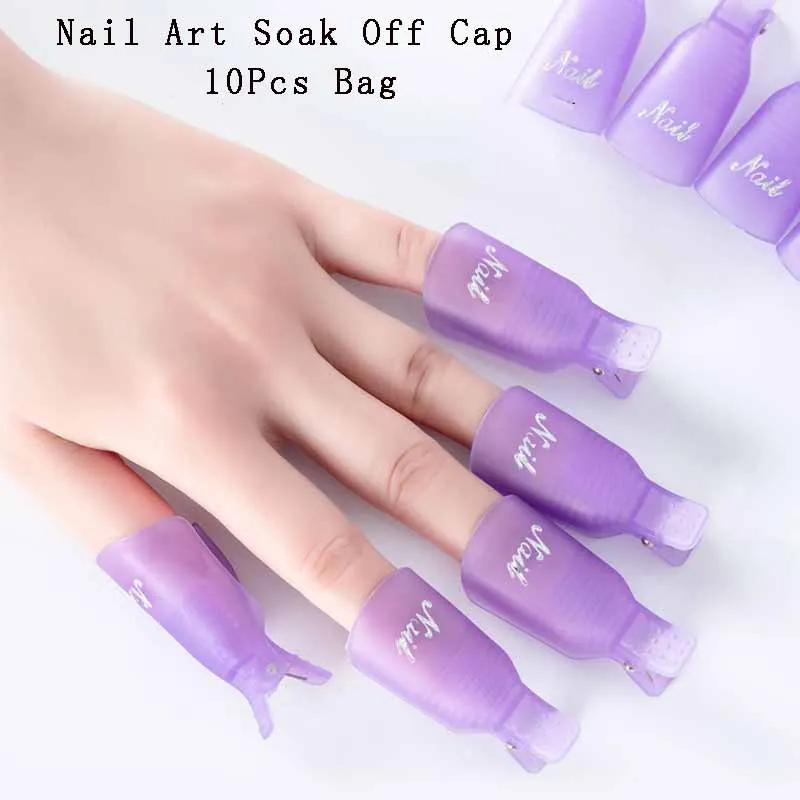 

10pcs Nail Art Soak Off Cap Clip UV Gel Polish Remover Wraps Cleaner Nail Degreaser Effects Plastic Nail Clips For Nails Tools