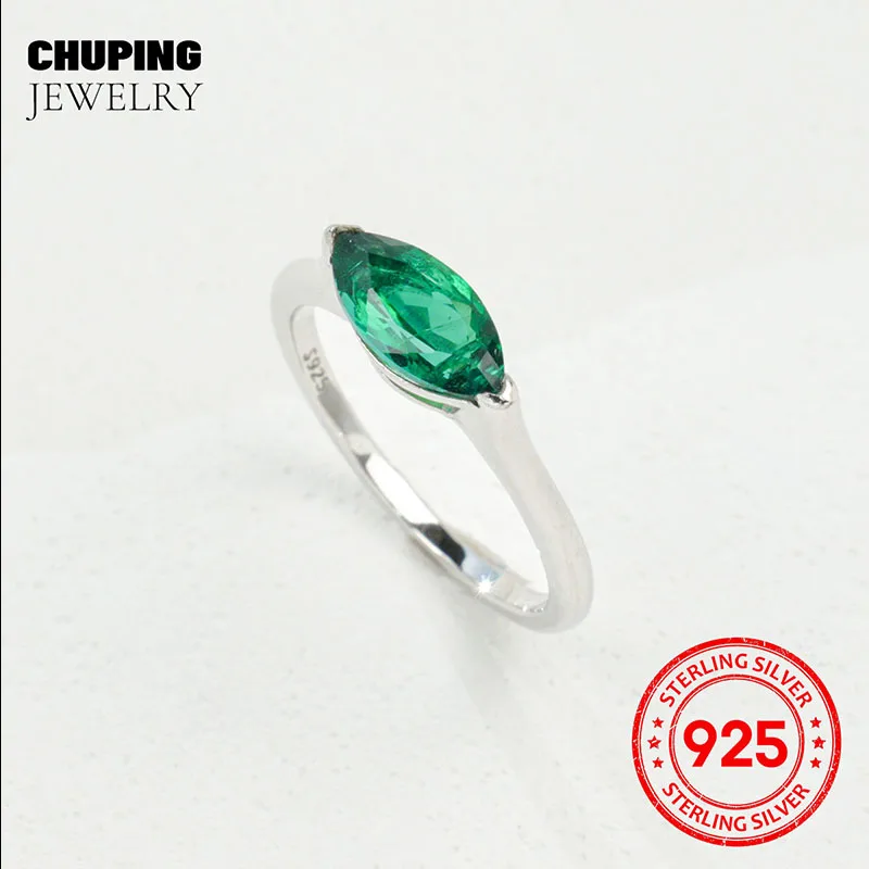 Фото Chu Ping Fine Jewelry Lab Grown Рубин, Сапфир и Изумрудный Маркиза огранки 5*11 мм Серебряное кольцо S925 для женщин Манефест Персональный вкус №4