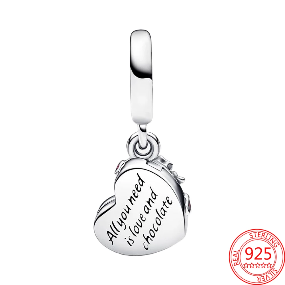 Real 925 Sterling Silver Openable Heart Locket Dangle Charm Fit Pandora Bracelet Women's Wedding Party Silver Jewelry images - 6