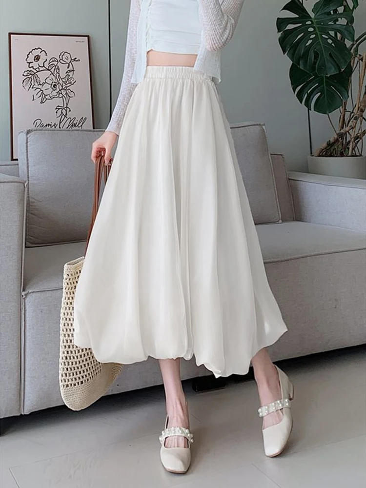 Юбка-макси Женская трапециевидная с завышенной талией элегантная повседневная