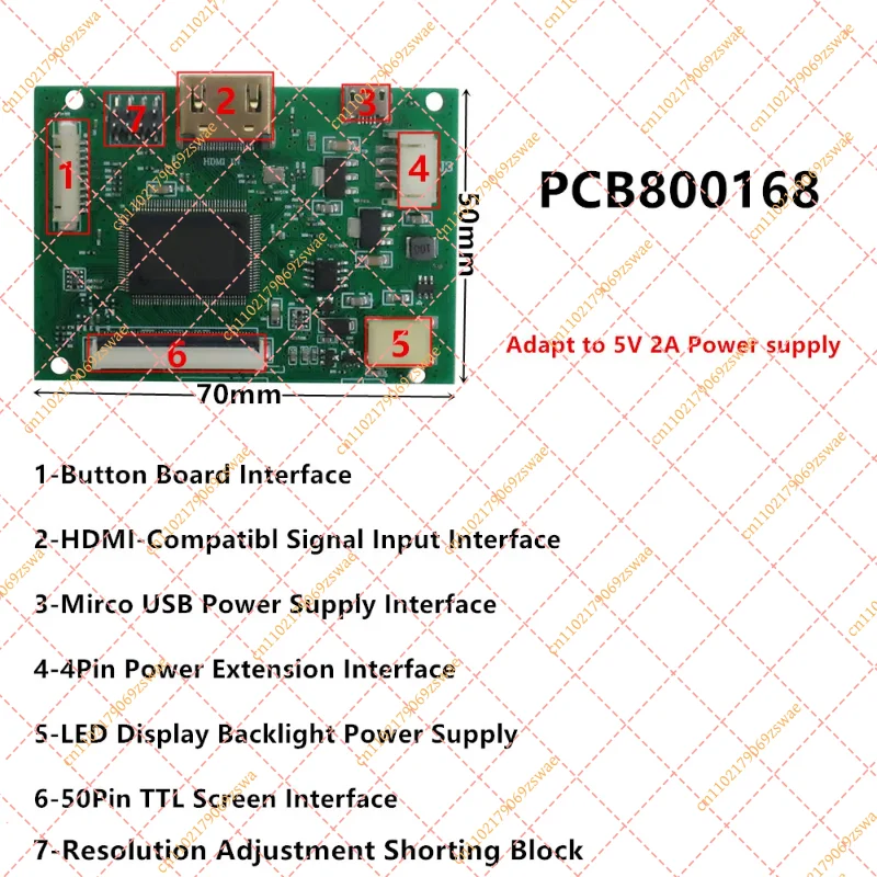 Плата контроллера ЖК-дисплея HDMI VGA 2x AV для AT070TN90 92 94 800x480 TTL LVDS 50 Pin (art.: 3920dbace76b7) - 3920dbace76b7