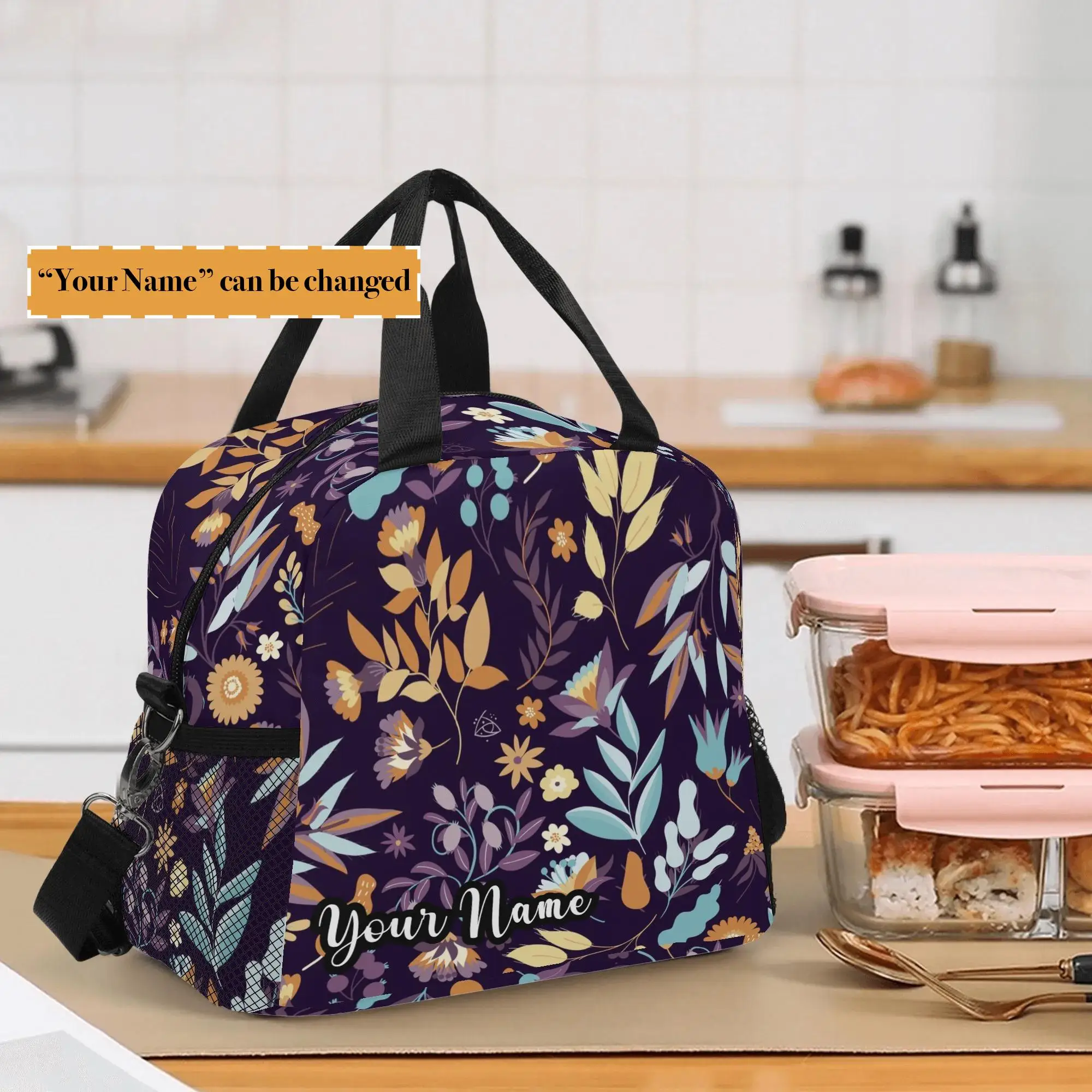 

13 Styles, Personalize Vintage Florals Insulated Lunch Bags For Women Thermal Food Bags Picnic Box