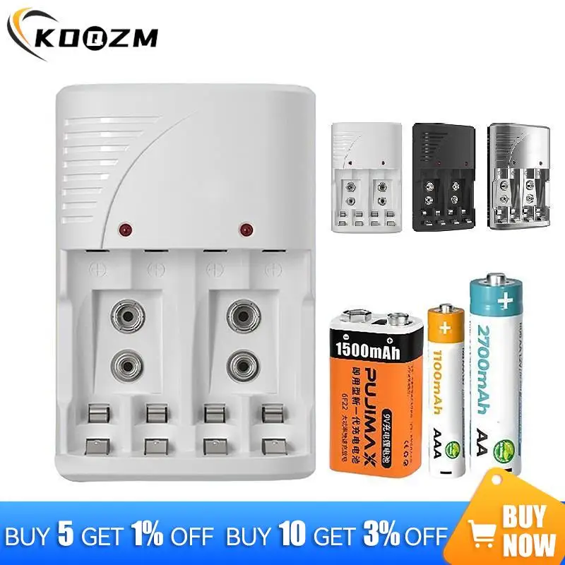 

1pcs Rechargeable Battery Quick Charger Smart Battery Charger For 1.2V AA AAA Or 9V NiCd NiMh Battery US Plug Without Battery