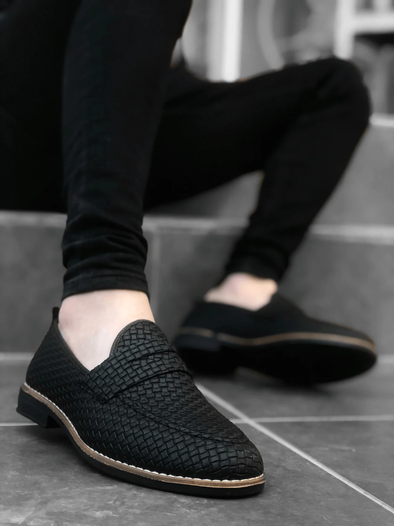 

BOA Casual Male Shoes Black Color Classic Corcik Original Design Fashion Geometric Pattern Casual Terletmez Summer Fall Social BA0009