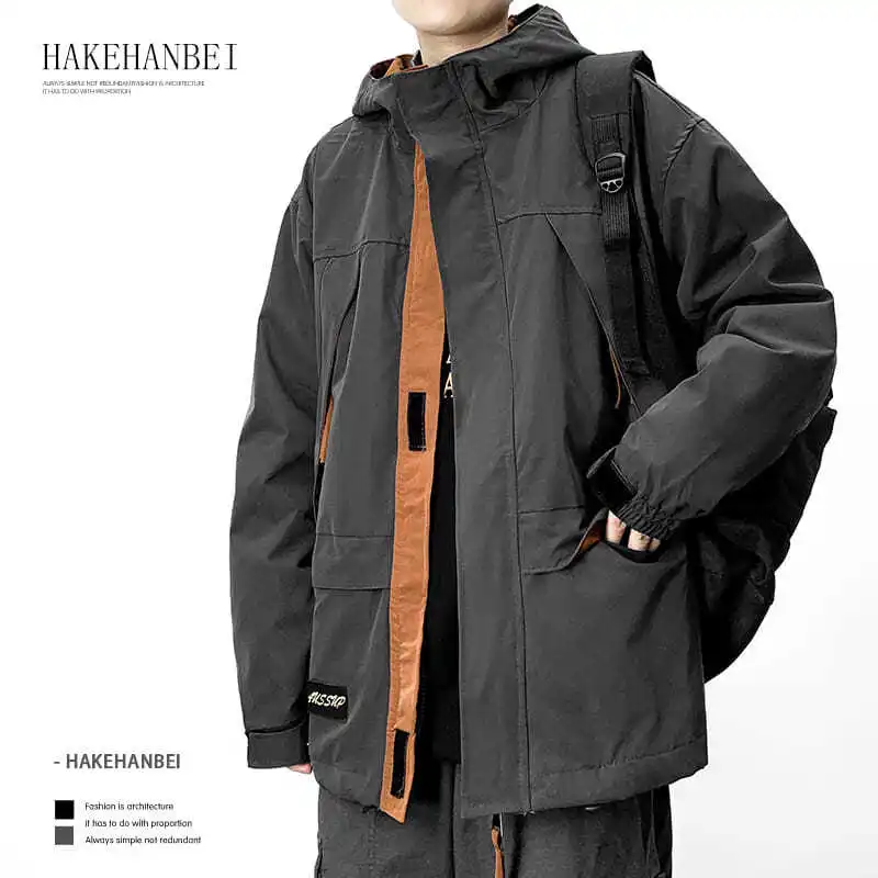 

Japanese Style Workwear Coat Men's Autumn and Winter Cotton PaddedinsTrendy plus Size Menswear Fashion Brand Hooded Jacket Jacke