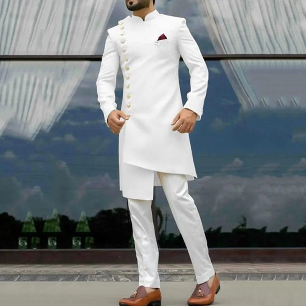 

2022 African Dashiki high quality white long sleeves men's traditional suits African clothing african clothes for men