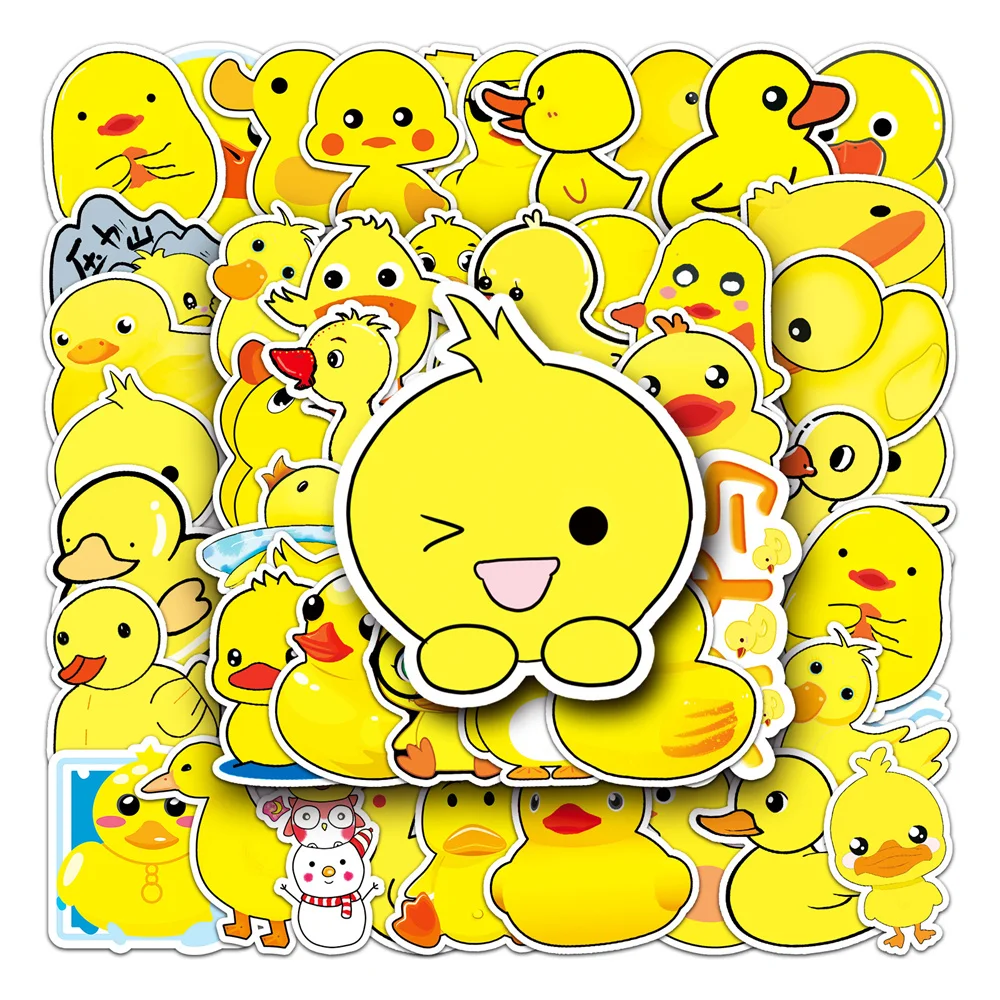 

10/30/50PCS New Little Yellow Duck Cartoon Personality Creative Computer Suitcase Chair Decoration Waterproof Sticker Wholesale