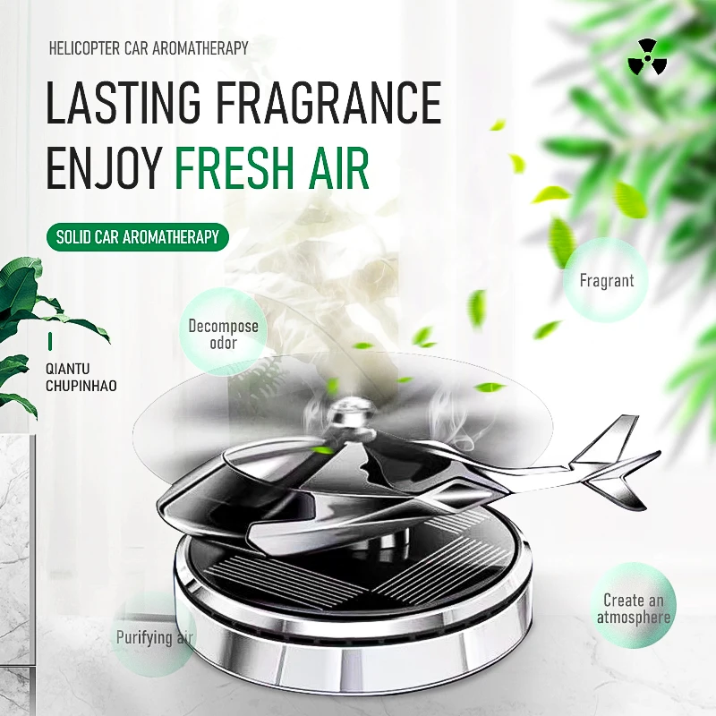 

Solar Power Helicopter Air Freshener Car Dashboard Airjet Fragrance Creative Solar Energy Airplane Diffuser Alloy Plane Aroma