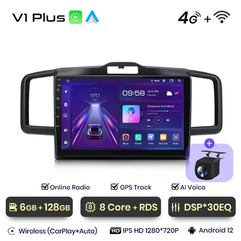 Junsun V1pro Беспроводной CarPlay автомагнитола Android Auto Аудио для авто мультимедиа автомобиля для For Honda Freed Spike 2008-2016 4G 2дин магнитола андройд GPS магнитола для авто