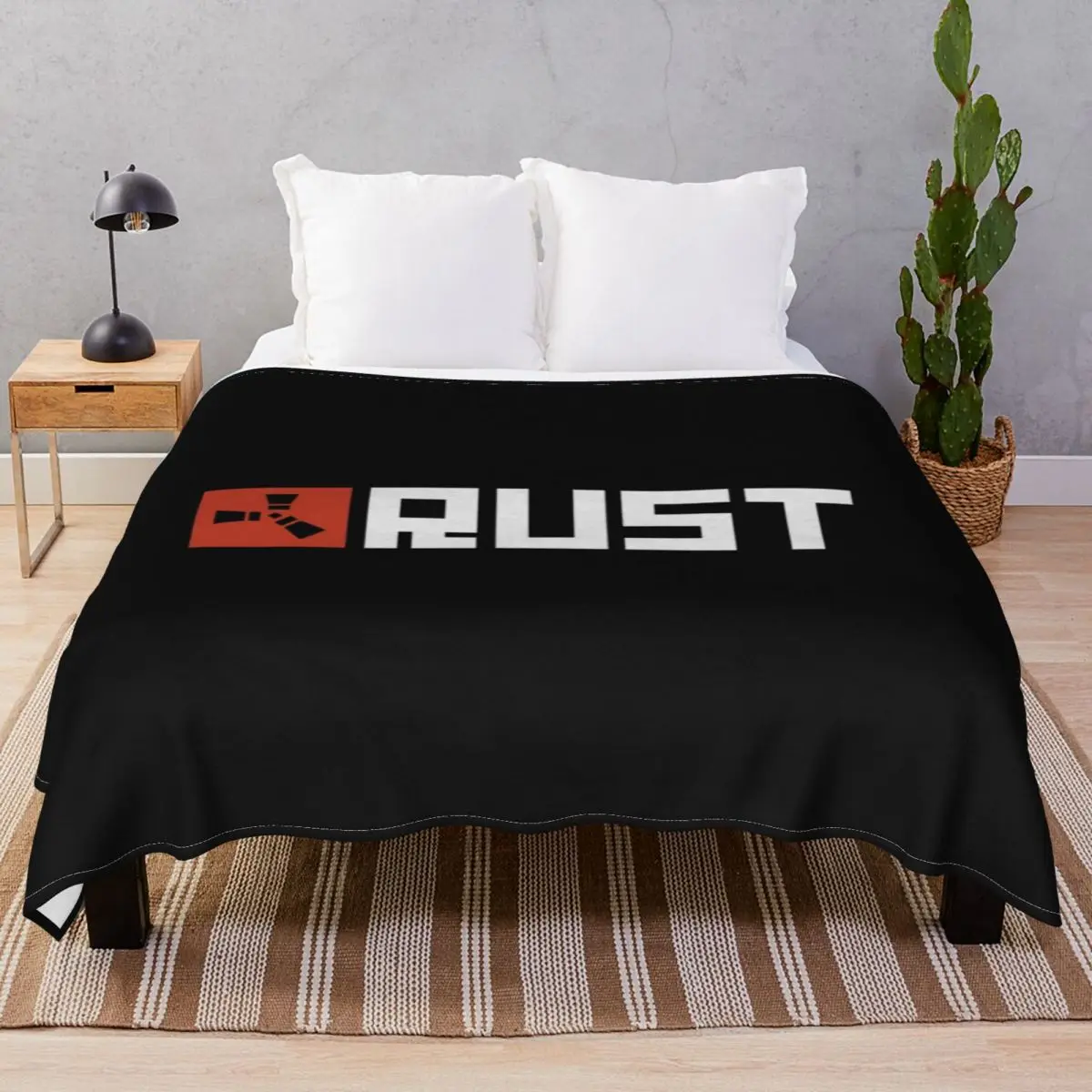 Rust Game Logo Blanket Flannel Summer Multifunction Throw Blankets for Bed Sofa Travel Cinema