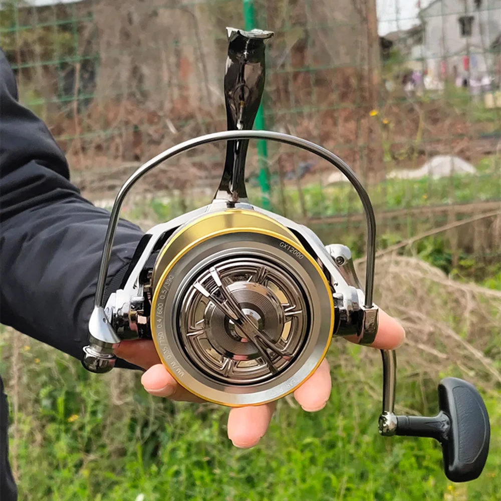 DEUKIO GX8000-12000 Distant Wheel Metal Spool Spinning Fishing Reel 11+1 Ball Bearing 25KG Drag Gear Ratio 4.7:1 Saltwater Carp enlarge