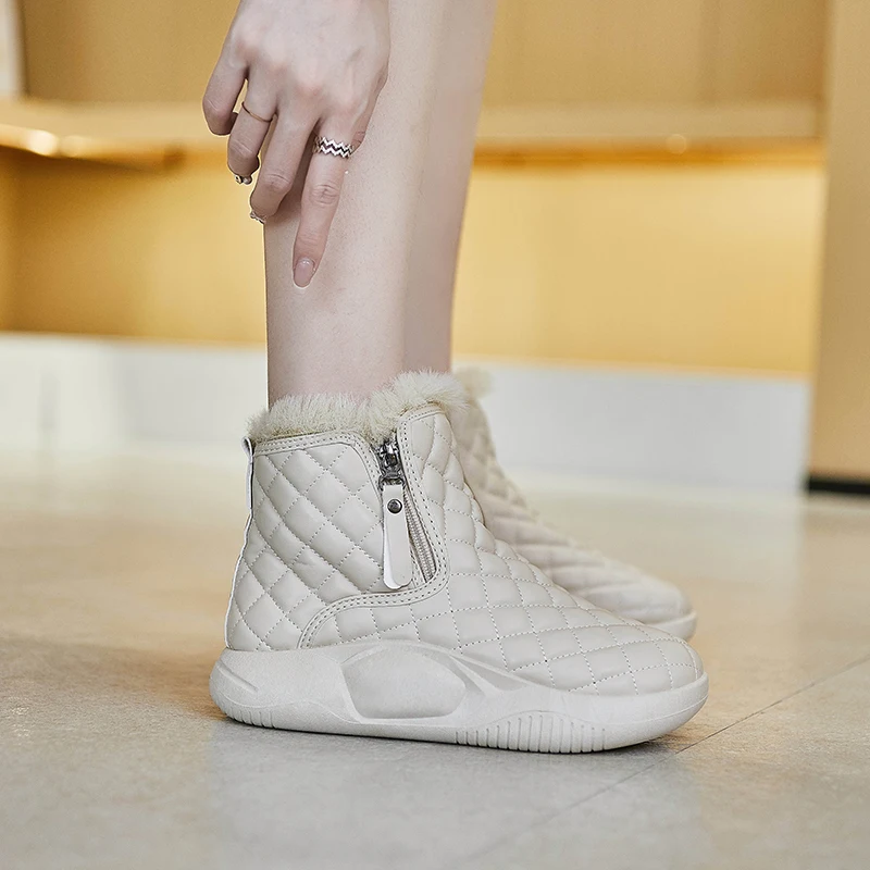 

Snow Boots Women zips fashion Platform Soft Women Boots Ladies Ankle Boots Flats Punk cotton Winter Women shoes Botas Mujer