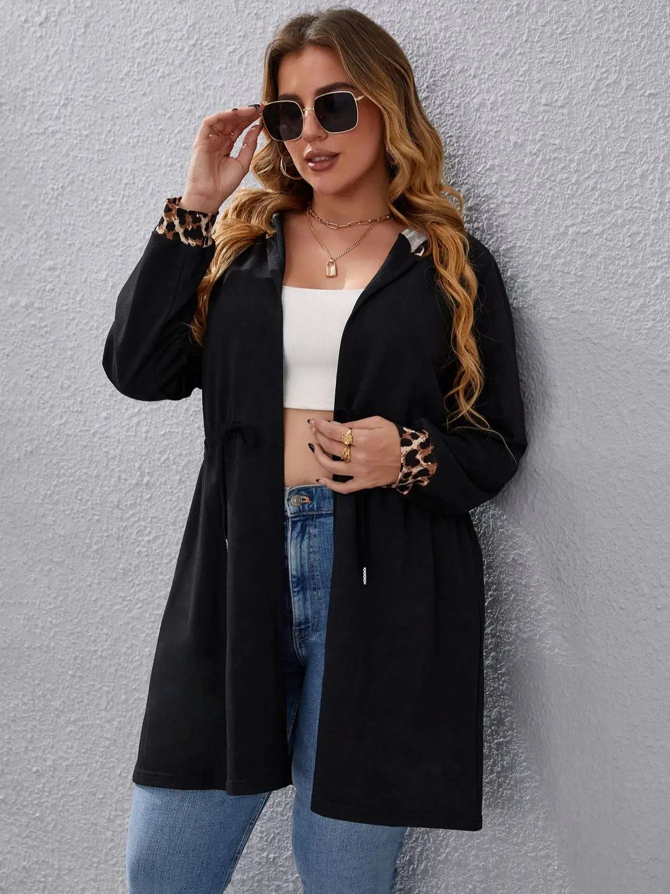 Plus Size 4XL Belt Black Outerwear Women Long Sleeve Trench Coats Autumn Vintage Elegant Oversized Overcoat Solid Clothing