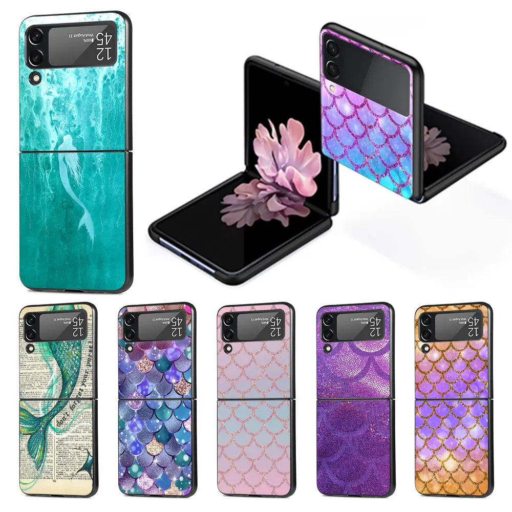 

Mermaid Cool Case for Samsung Galaxy Z Flip4 Flip3 5G Funda Z Flip 3 4 Black Hard PC Cases Zflip3 ZFlip4 Cell Phone Cover