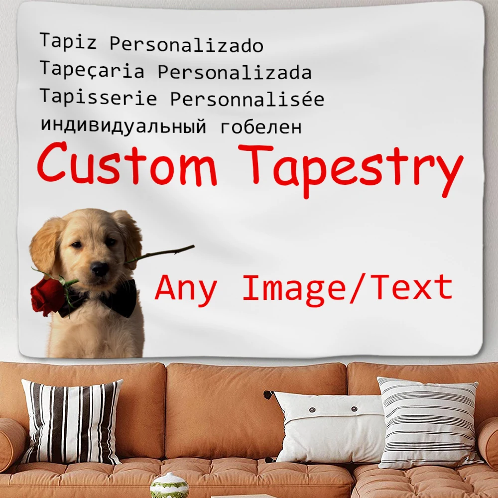 

Custom Tapestry Wall Hanging Decor Diy Design Image Text Fabric Background Home Decoration Family Pets Movies Memory Photo Gift