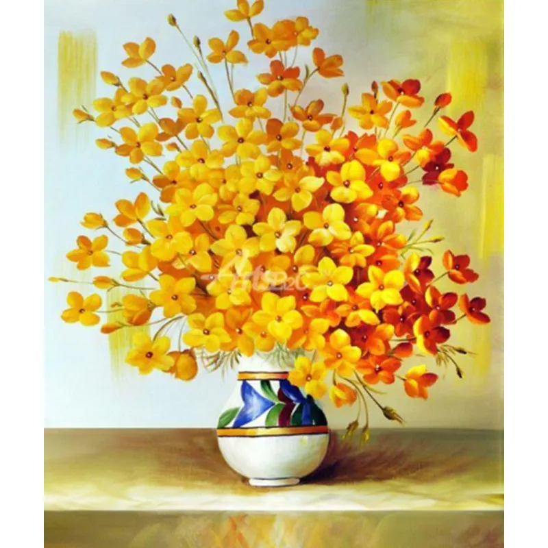 

Diamond Painting Yellow Flower Vase 5d Diy Mosaic Full Square Round Drill Diamant Of Rhinestone Daimond Embroidery Pictures