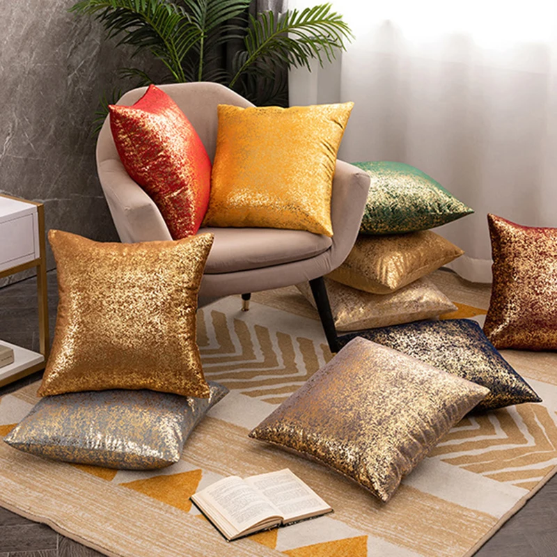 

45x45cm Velvet Sofa Pillowcase Luxury Shiny Gilding Furniture Protector For Sofa Car Living Room Home Decor Cushion Covers