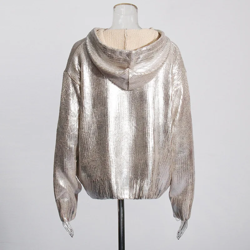 Новинка 2024 повседневный женский свитер ALIDI SC с капюшоном и кулиской вязаный