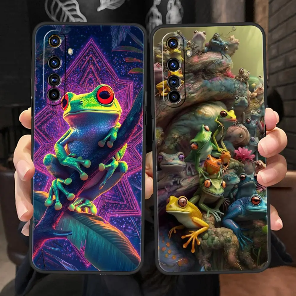 Фото Мягкий чехол из ТПУ для Realme C67 C63 C55 C53 C25 C21 10 11 12 13 GT 2 3 5 Pro Plus 5G, противоударный чехол для телефона, чехол с реалистичным принтом лягушки №2
