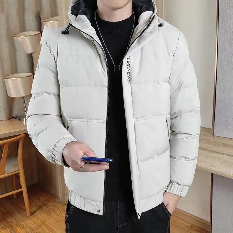 New imitation silk down cotton suit men Korean version slimming thick warm cotton-padded coat coat hooded short cotton-padded ja