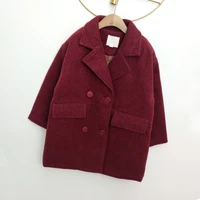 girls woolen coat jacket cotton%c2%a0outwear 2022 lapel warm thicken plus velvet winter autumn high quality childrens clothing