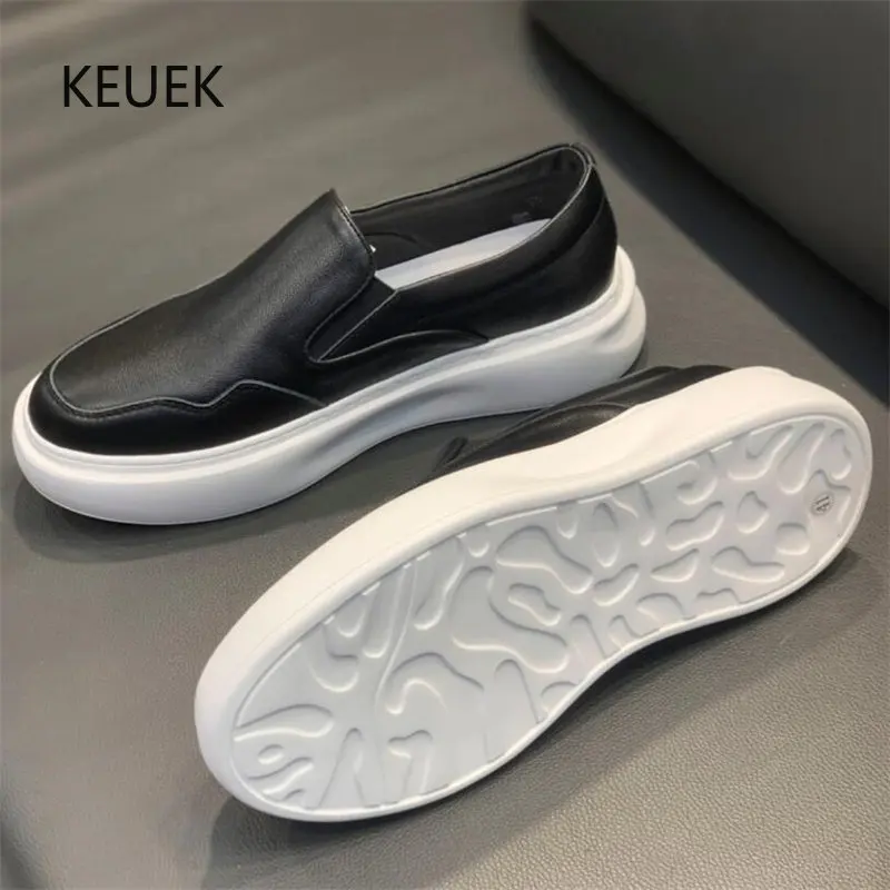 

Мужские туфли из натуральной кожи, кроссовки на толстой подошве, на платформе, повседневная обувь в британском стиле, увеличивающая рост, 5C