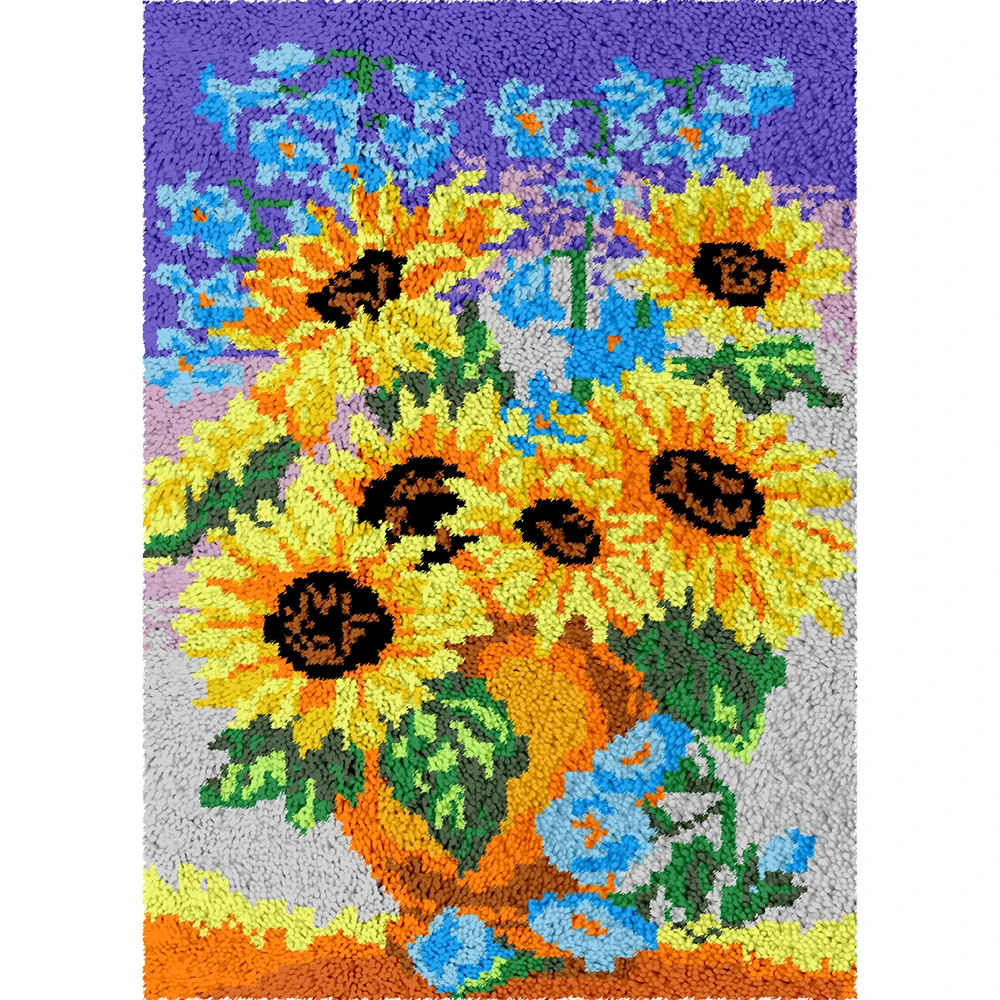 Crafts for adults Carpet embroidery with printed pattern Sunflowers Latch hook rug kits Wool knots carpet kit Hook mat