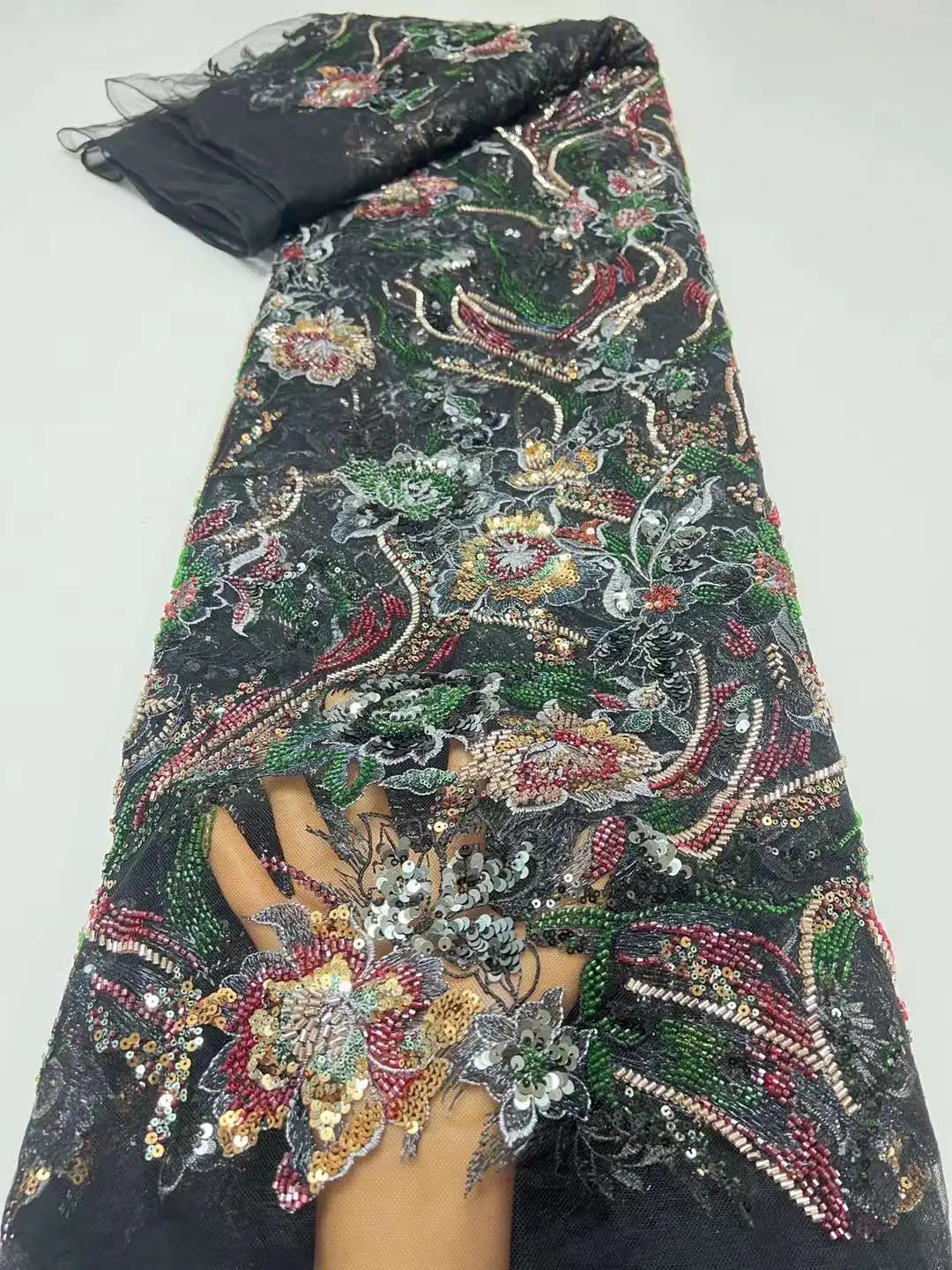 Новейшая африканская кружевная ткань с блестками 2024 Высококачественная вышивка