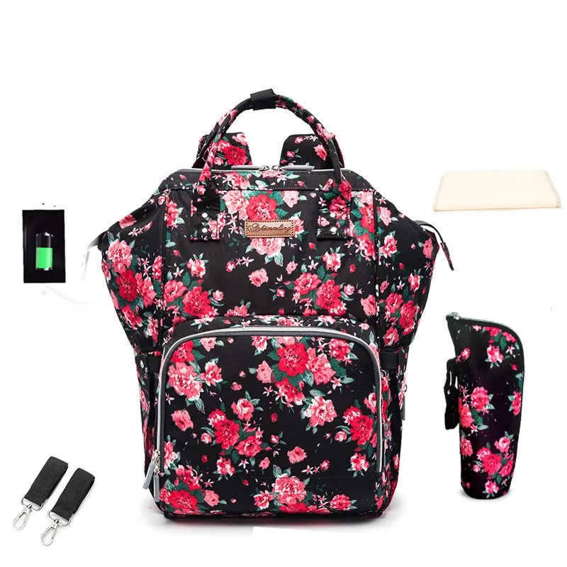 JY Mommy Bag Fashion Trend Panel Color Handbag Casual Simple Zipper backpack USB LD24 GZLZ