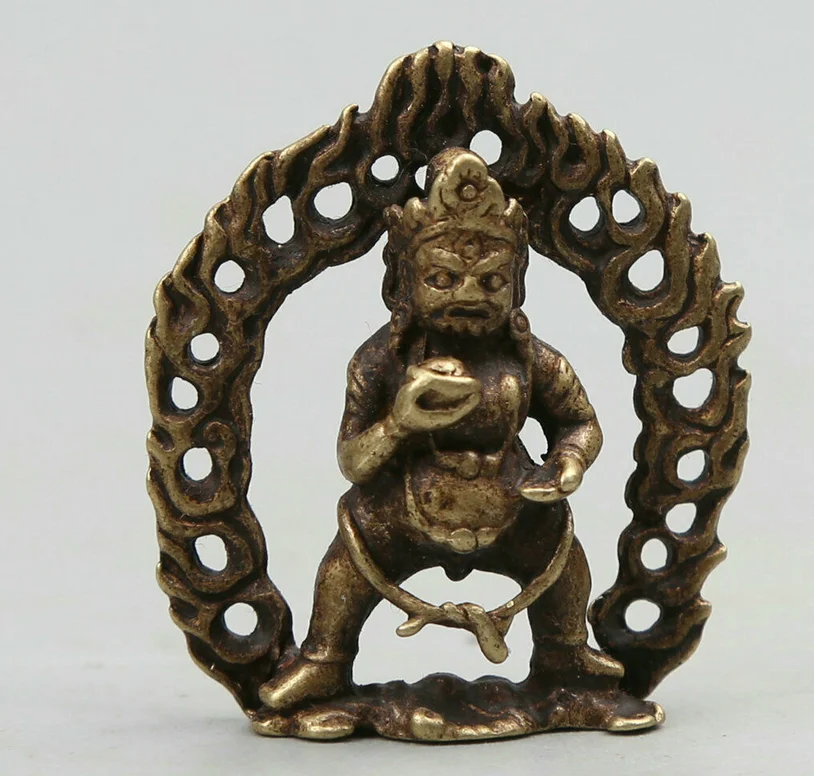 

Collect Nepal Buddhism Bronze Mahakala Wrathful Deity Wealth God Statue Pendant