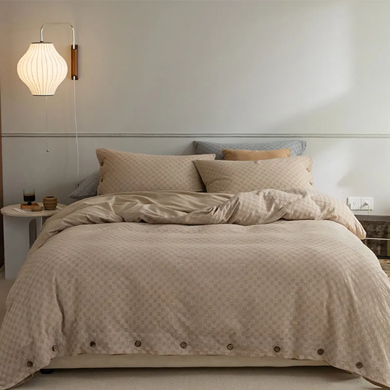 

Luxury Bedding Set Solid Color Euro Cover With Pillowcase Twin Queen Double Nordic Bed Cover Kit Cotton 4pcs 220x240 Home