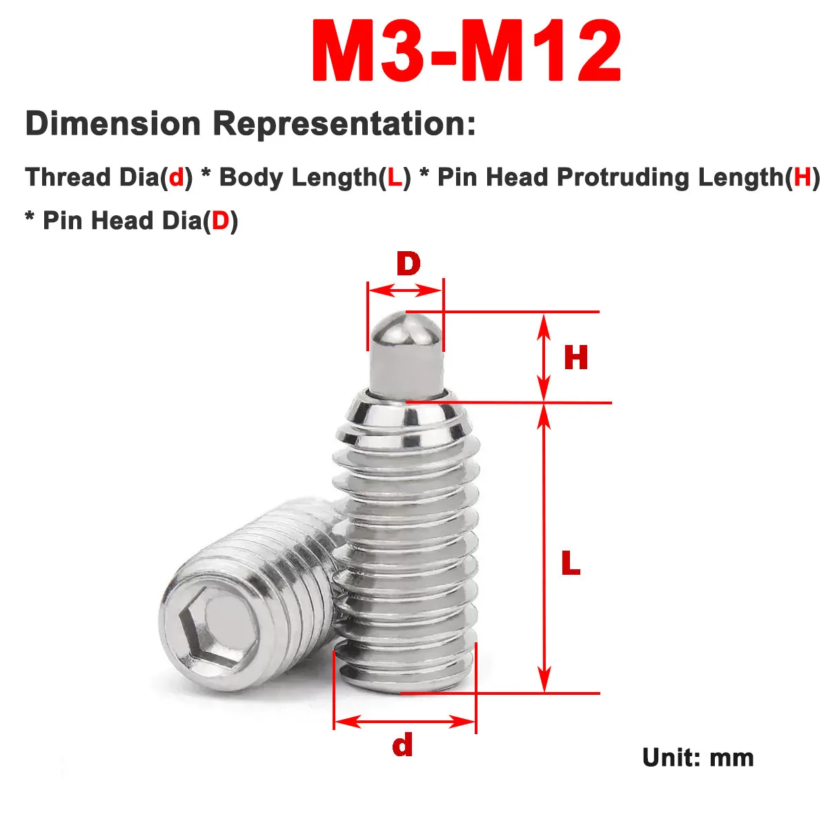 

Stainless Steel Column Head Wave Bead Positioning Screw Spring Expansion Pin M3 M4 M5 M6 M8 M10 M12