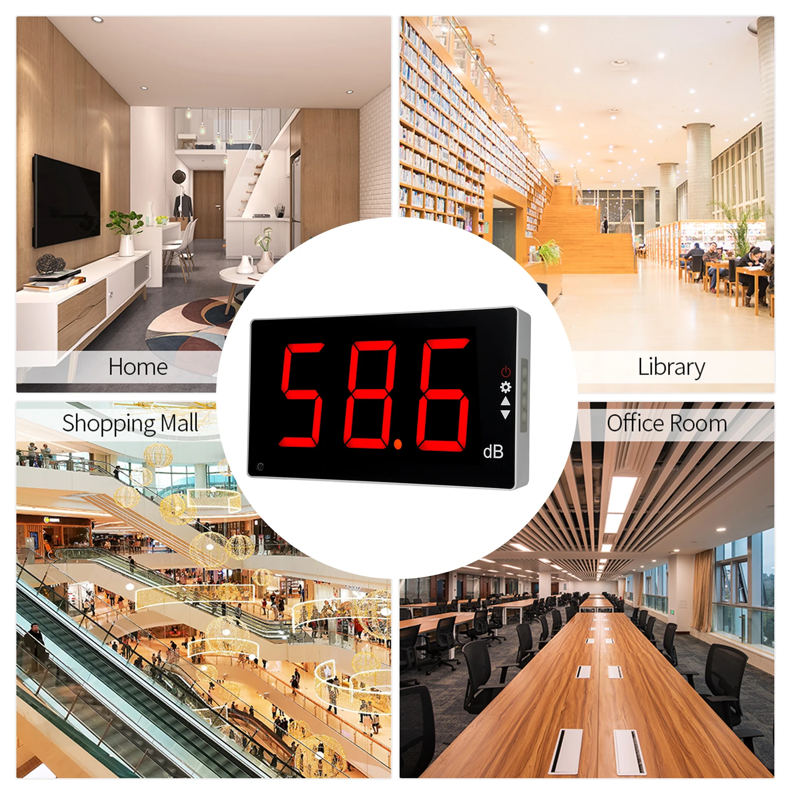 Цифровой измеритель уровня звука настенный с большим ЖК дисплеем