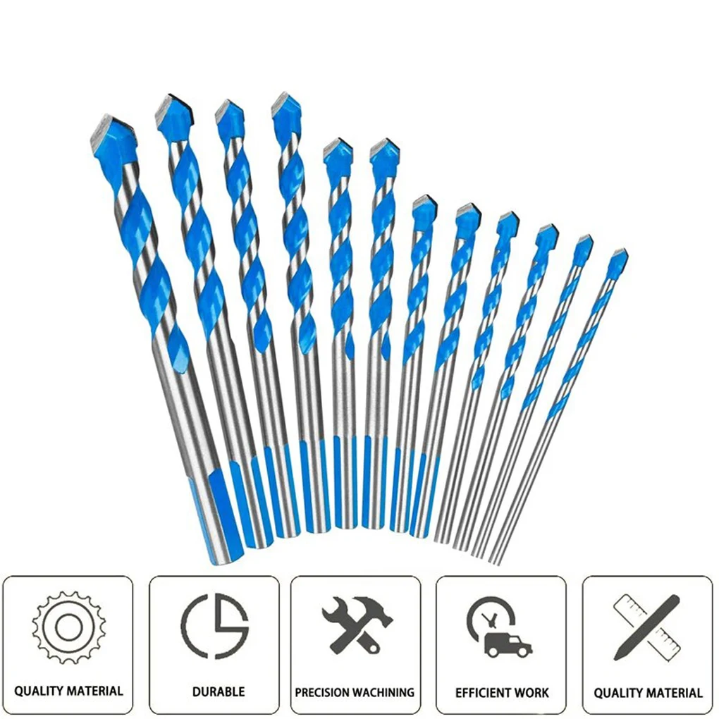 

12Pcs Masonry Drill Bits 12mm Set m to Carbide Twist Tips for WALL, BRICK, CEMENT, CONCRETE, GLASS, WOOD) Have Industrial str