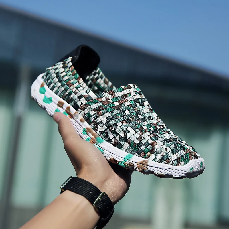 Summer Men Braid Beach Lazy Shoes Women Casual Weave Soft Slip on Outdoor Flat Lofers