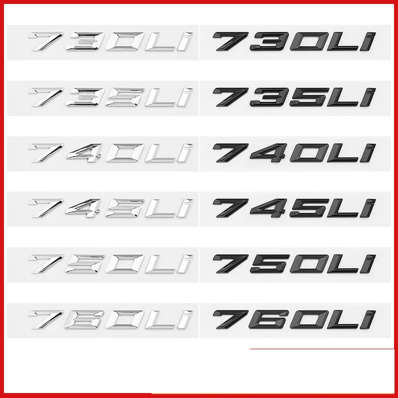 

New Font Numbers Letters 730Li 735Li 740Li 745Li 750Li 760Li Top ABS Emblem for BMW 7 Series Car Trunk Nameplate Logo Sticker