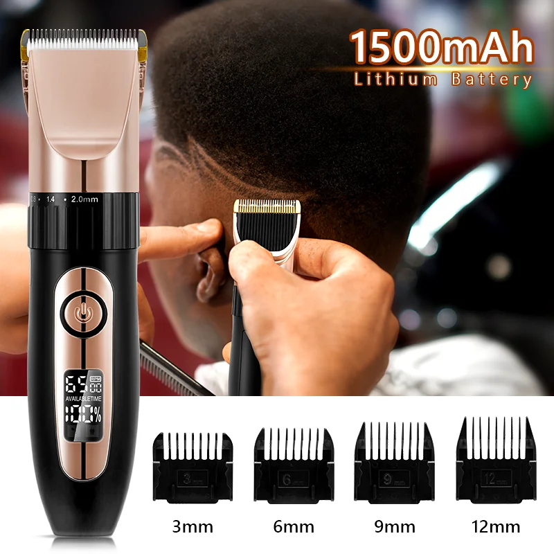 

Electric Hair Trimmer Kit Professional Cordless Hair Cutter Machine USB Rechargeable Clipper Barber Haircut Machine For Men