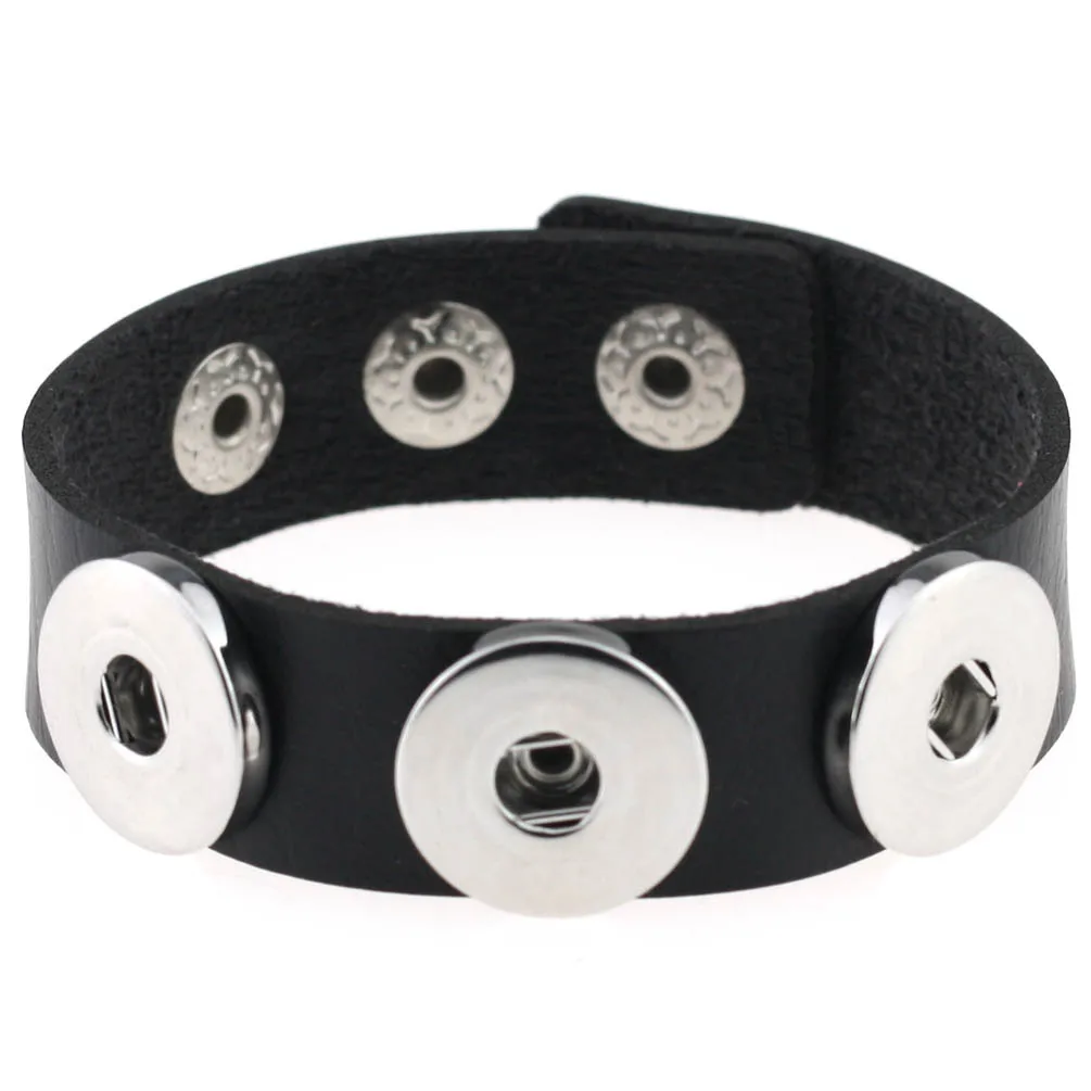 

Women Snap Leather Bracelet Retro Handmade DIY Personality Pu Button Hand Bracelets Charm Noosa Style Jewelry Bangles Wristband