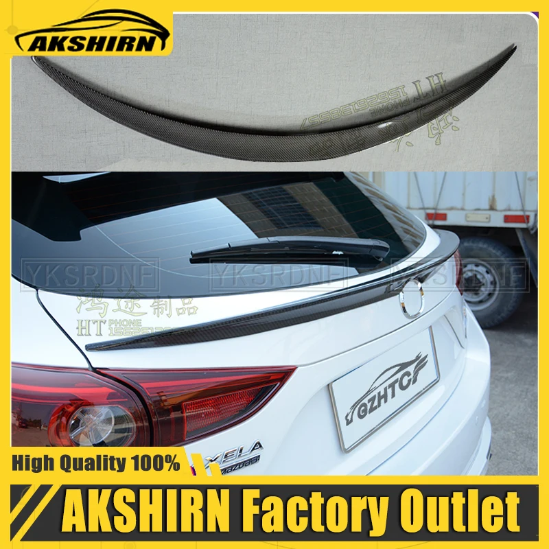 

Для хэтчбека Mazda 3, автомобильный спойлер из настоящего углеродного волокна, крыло, заднее окно автомобиля, задняя губа, средний хвост, бритва Mazda3 2014-2019