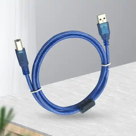 USB-кабель 1,5 м, стабильная передача данных, прозрачный синий медный Шнур USB 2,0 A на B, штекер для принтера, периферийные устройства для компьюте...