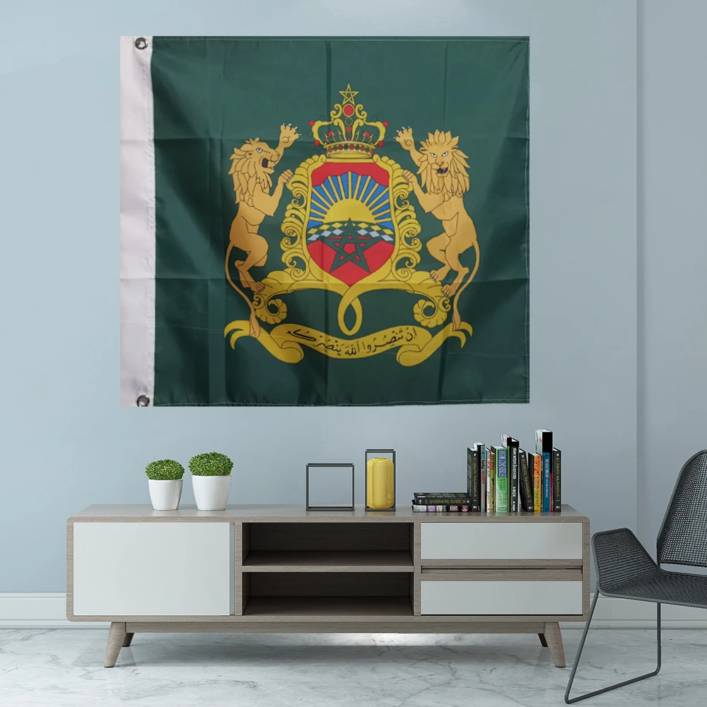 Королевский стандарт флага Марокко, графический напечатанный на заказ подвесной баннер, женский спортивный полиэфирный чехол с люверсами 3x3 фута 90x90 см Королевский стандарт флага Марокко, графический напечатанный на заказ подвесной баннер, женский спортивный полиэфирный чехол с люверсами 3x3 фута 90x90 см
