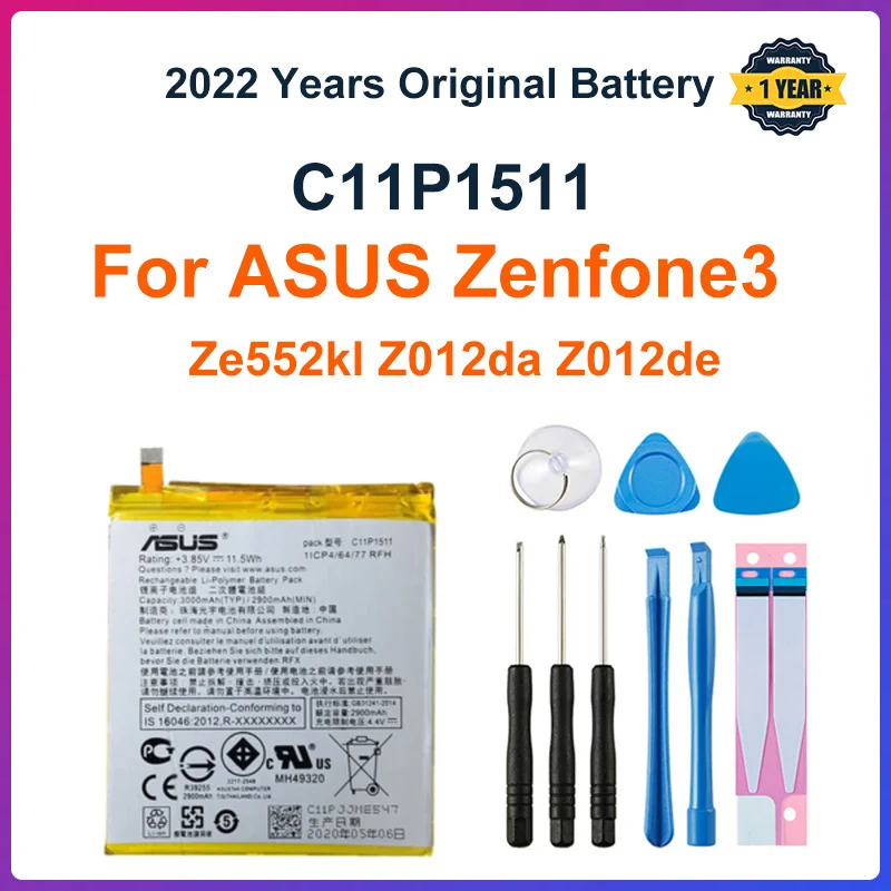 

Original ASUS High Capacity C11P1511 Battery For ASUS Zenfone3 Ze552kl Z012da Z012de 2900mAh+Free Tools