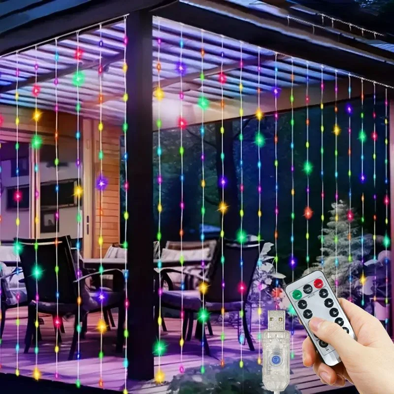 

LED Гирлянды-шторы серебристые USB 3x3 метра 300 светодиодов