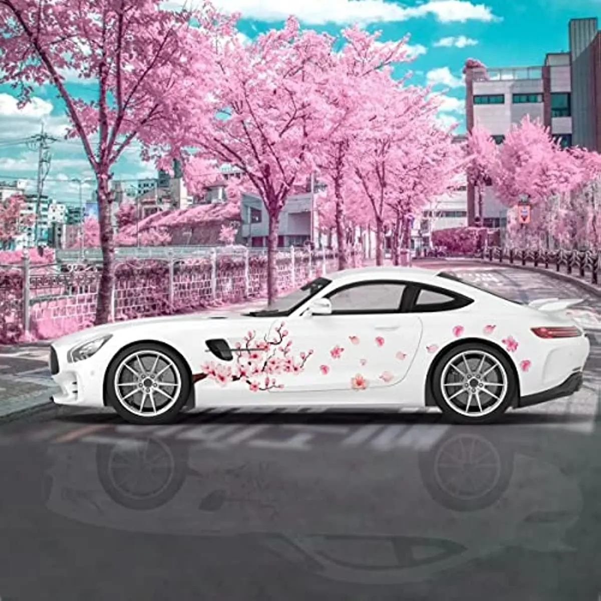 

2 шт., вишневые наклейки на автомобиль, в японском стиле